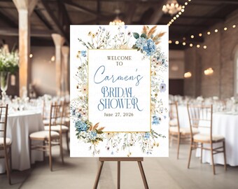 Dusty Blue Welcome sign, Bridal/Baby Shower, Birthday (Digital or Printed)