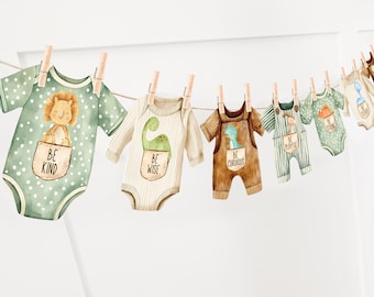 Dinosaur Baby Clothes Banner Baby Shower sign