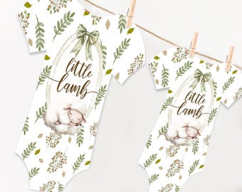 Little Lamb Bodysuit Banner, Lamb baby shower sign