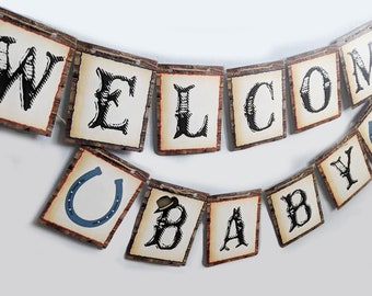 Cowboy baby shower sign, Welcome Baby sign, Little Cowboy baby sprinkle, Cowboy shower, Cowboy banner, HM788