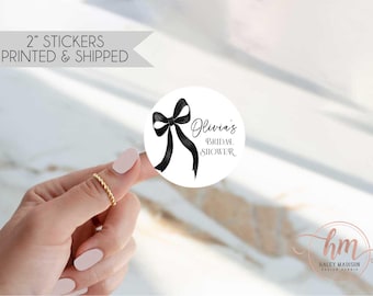 Black Bows Thank you Stickers size 2", Black Bows baby shower thank you labels, Black Bows birthday party, Bows bridal shower thank you tags