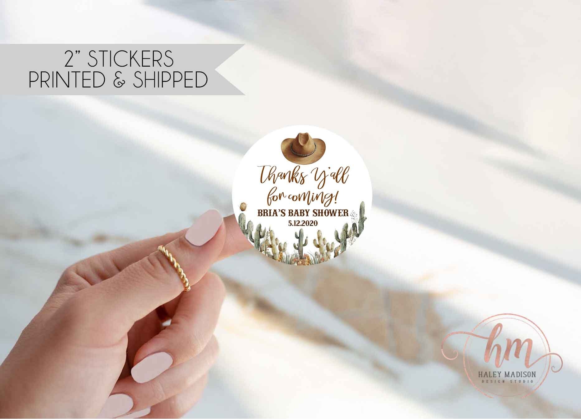 Cowboy Stickers size 2" round, Cowboy baby shower tags, Cowboy birthday, Bridal Shower labels, stickers, thank you tags  favors HM788
