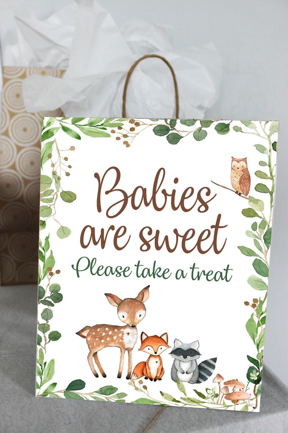 Woodland baby shower signs 8x10 & 5x7 woodland table signs Etsy