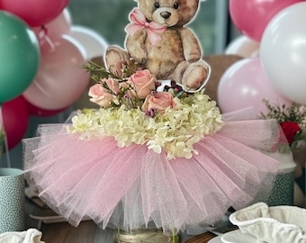 Set of 6 Teddy Bear Centerpieces size 6", Teddy Bear cutouts, Gender Neutral Teddy Baby shower Decor, Bear birthday party