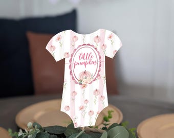 Little Pumpkin Baby Shower Centerpieces, Fall bodysuit Party Decor (Set of 6)