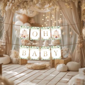 White Pumpkin Oh Baby Banner, Rustic Pumpkin baby shower Banner, Fall Baby banner, Pumpkin baby shower, Greenery Fall baby shower Banner