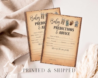 Cowboy Baby Shower Game, Predictions and Advice Cards (Printed & Shipped)