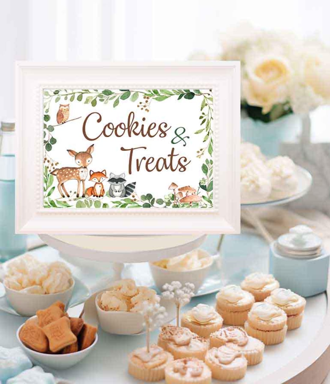 PRINTABLE Woodland Cookies and Treats Sign, Woodland Baby Shower Sign ...