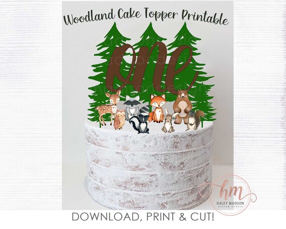 PRINTABLE Woodland ONE Cake Topper Woodland First Birthday | Etsy