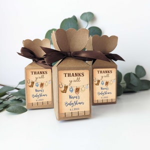 Set of 5 Favor Boxes Little Cowboy Baby Shower Personalized Favor Boxes Cowboy decorations Cowboy thank you boxes size 2.3x2.3x3.5in HM788