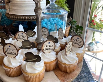 45 Décorations De Cupcakes Cowboy – 9 Motifs, Bois Et Papier – Pour Anniversaire Thème Rodéo, Fête Western – Dimensions 12,4x8,6 Cm