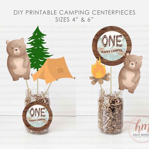 PRINTABLE One Happy Camper Centerpieces Happy Camper - Etsy