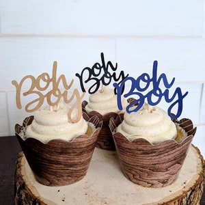 Oh Boy cupcake toppers set of 12 Boy baby shower food picks boy baby shower decorations, Oh boy, Oh boy baby shower, boy baby shower toppers