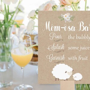 Momosa Bar sign, Little Lamb baby shower sign, Mom-osa Mimosa Bar sign, Sip N See party sign, lamb baby sprinkle PRINTABLE FILE