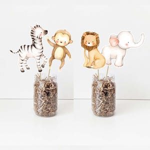 Set of  Jungle Animals Centerpieces size 6&quot;, Safari animals cutouts, Gender Neutral Jungle Baby shower Decor, Bear birthday party