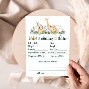 Jeu de conseils et de prédictions pour bébé dans la jungle, jeu de baby shower dans la jungle dorée, baby shower non sexiste, jeu de baby shower, fichier imprimable HM952