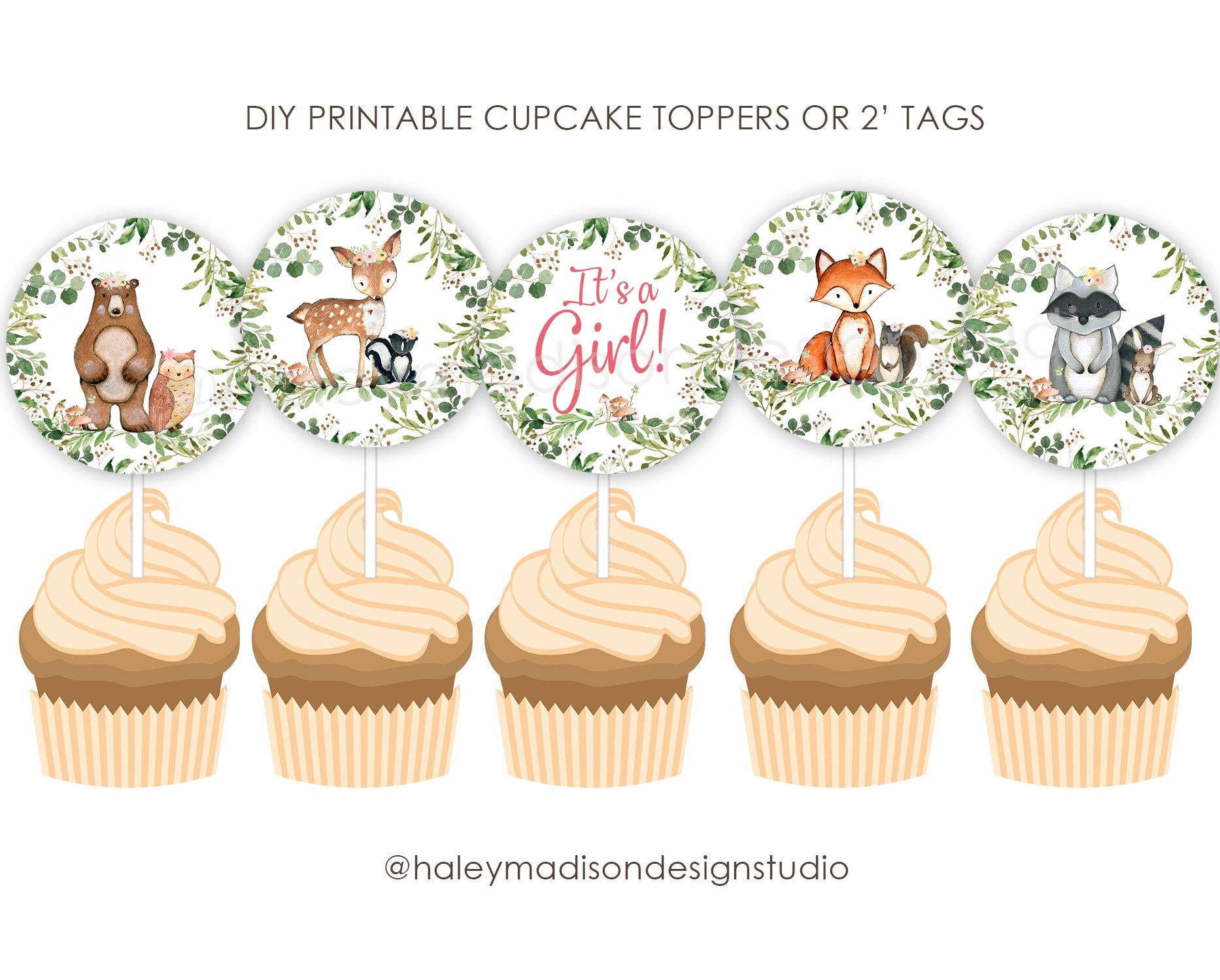 Rsstarxi 40 Pack Woodland Cupcake Toppers - Fox, Deer, Bear Safari Animals For Baby Shower & Birthday Parties - View #7