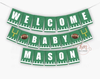 Welcome Baby Banner Football Baby Shower sign Welcome baby Name banner Football Baby Shower Decorations Baby Shower Welcome baby Football