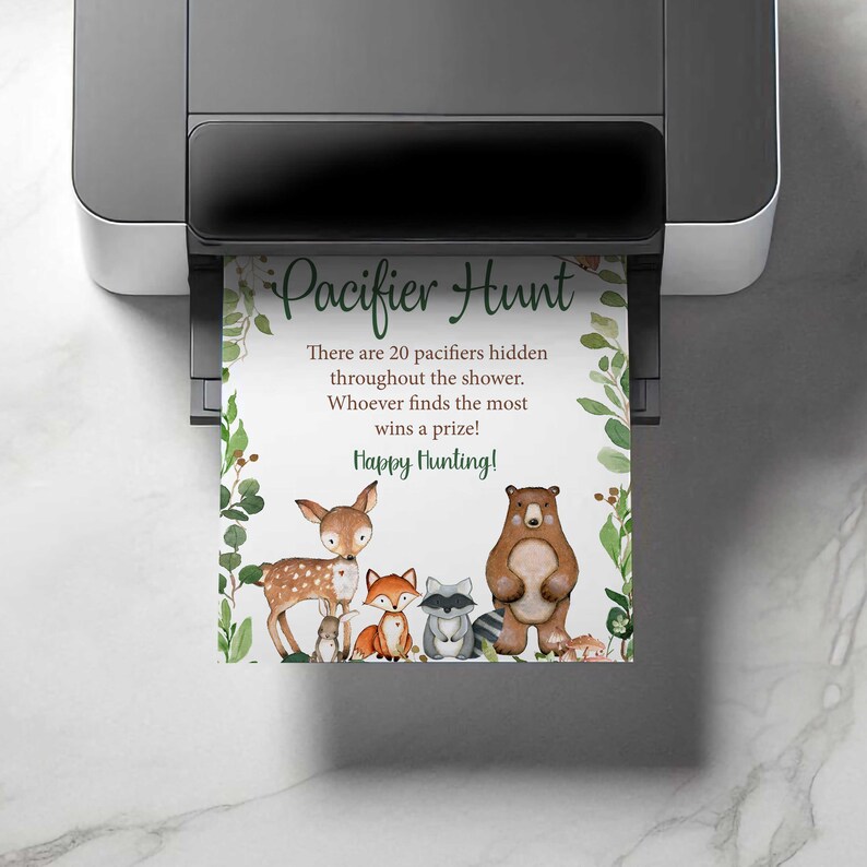 Hunting Pacifier Woodland Pacifier Hunt Baby Shower Game Sign (digital Download) - Etsy