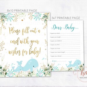 Walvis wensen voor babykaarten, lieve babykaarten, walvis baby shower wensen voor babyteken, onder de zee baby shower teken, afdrukbare HM239