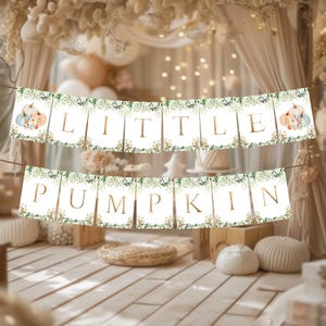 Blue Little Pumpkin Fall Banner, Pumpkin Baby Shower sign, Watercolor Little Pumpkin Banner, Rustic Little Pumpkin Banner HM313