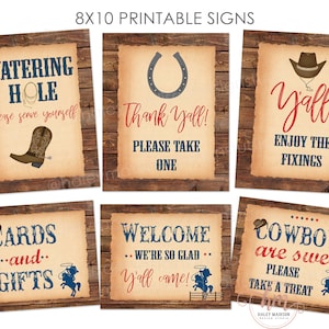 Little Cowboy Signs, Cowboy Table signs, Cowboy baby shower signs, Cowboy birthday party signs, Cowboy welcome sign, PRINTABLE FILES HM788