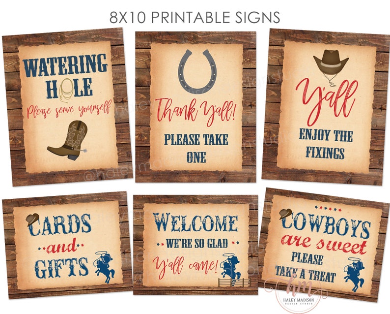 Little Cowboy Signs Cowboy Table Signs Cowboy Baby Shower Etsy