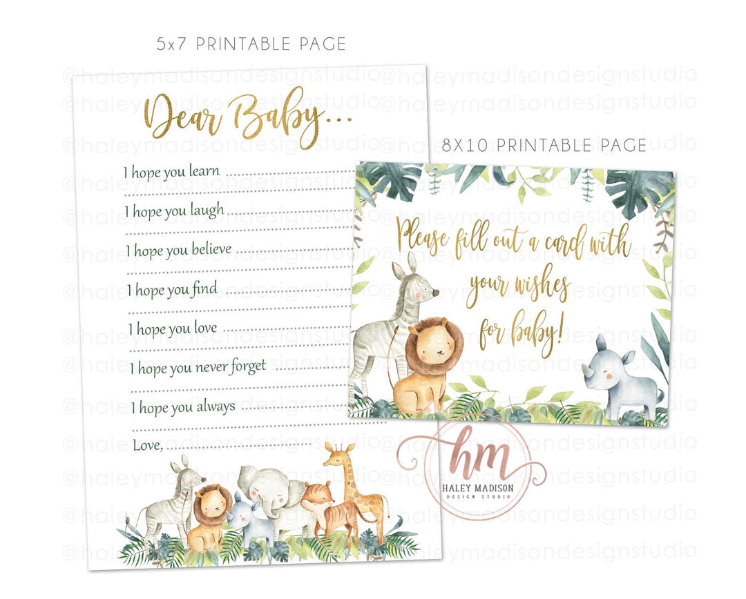 Jungle Wishes for Baby Cards, Dear Baby Cards, Jungle Baby Shower ...
