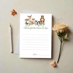 Tarjetas con consejos de Woodland para futuras mamás para imprimir Tarjetas con consejos de Woodland Baby shower de Woodland Tarjetas con consejos para mamás Consejos de Woodland para mamás