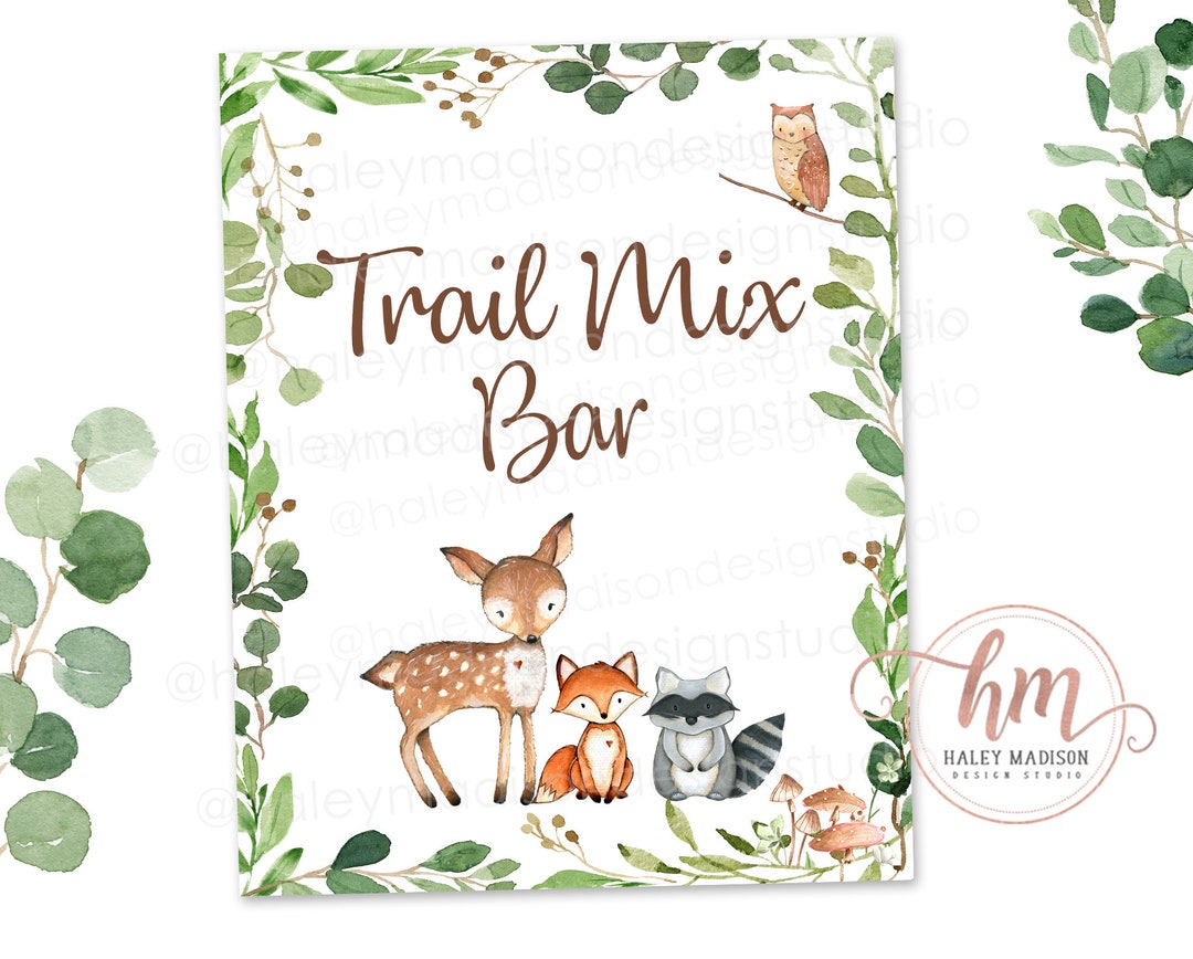 Woodland Trail Mix Bar Sign Woodland Baby Shower Sign Etsy