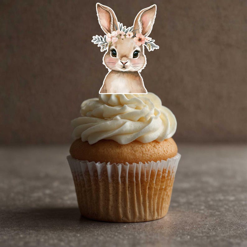 Set of 12 Bunny Cupcake Toppers, Bunny Party Decorations, Bunny Baby ...
