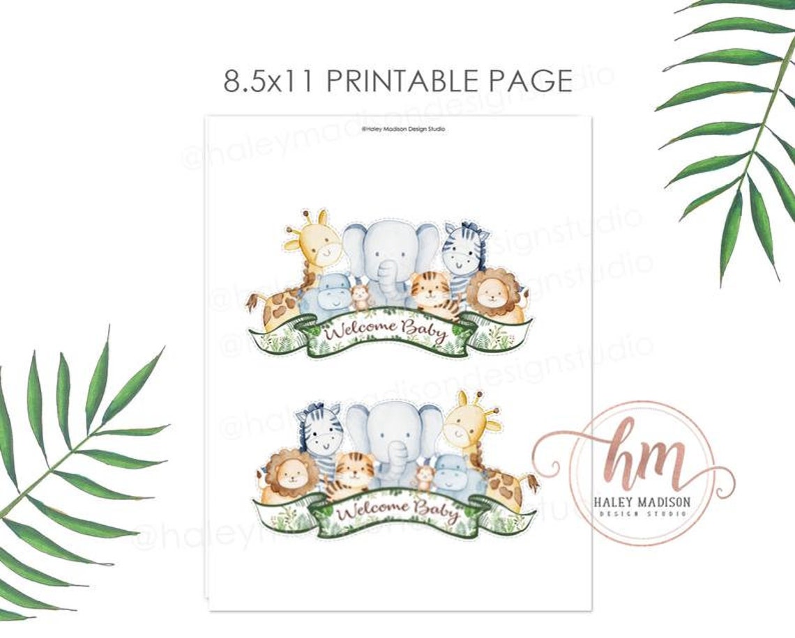 PRINTABLE Jungle Cake Topper Jungle Baby Shower Cake Topper | Etsy
