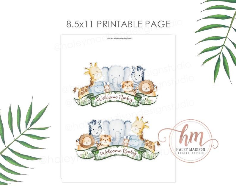 PRINTABLE Jungle Cake Topper Jungle Baby Shower Cake Topper Etsy