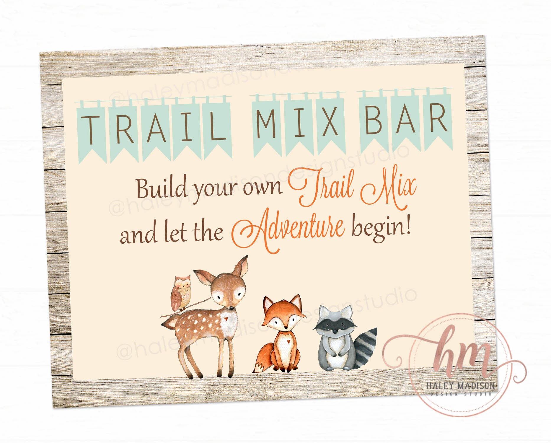 Woodland Trail Mix Bar sign Woodland Baby Shower sign | Etsy