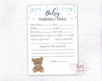 Teddy Bear Baby advies en voorspellingen spel, Teddy Bear baby shower spel, Bealry Wait babyshower, Bearly wacht kaarten AFDRUKBAAR BESTAND HM887