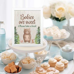 Ensemble de 6 panneaux pour baby shower des bois, panneaux de table, panneau de bienvenue, décorations de baby shower des amis de la forêt, fichiers imprimables