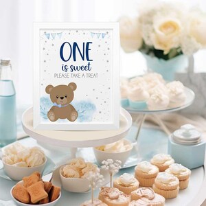 Teddy Bear Food Sign First Birthday Treats sign, ONE is Sweet, Take a Treat Sign, Teddy Bear birthday decor PRINTABLE HM887