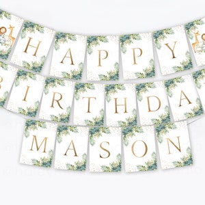 Jungle Safari Gold Happy Birthday Banner, Jungle birthday party sign, Happy Birthday Name banner, Jungle party decorations, Safari HM952