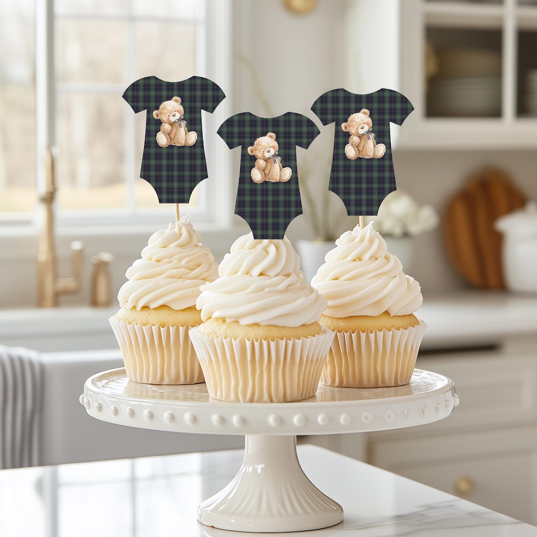Polo Teddy Bear Baby Shower Cupcake Toppers Size 2" Tall - Etsy