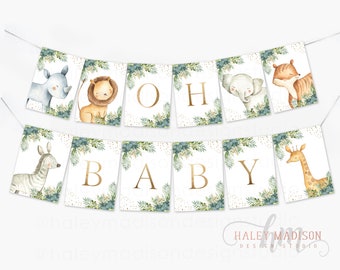 Jungle Oh Baby/Oh Boy Banner, Jungle Safari Baby Shower Banner, Jungle animals Baby Shower Banner, jungle Shower decor, Jungle sign HM952