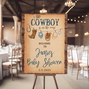 Cartello di benvenuto per baby shower a tema cowboy, decorazioni per baby shower a tema cowboy, cartello per festa a tema cowboy, cartello per poster per baby shower a tema cowboy, HM788