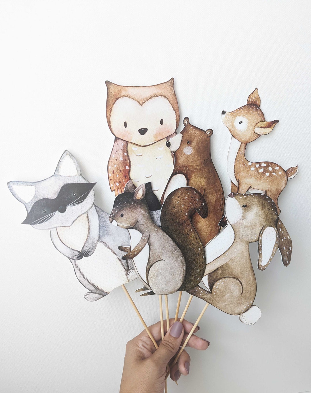 Set of 7 Woodland Animals Size 6", Woodland Centerpieces, Woodland Baby ...