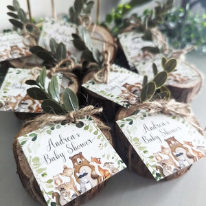 Woodland Baby Shower Favors, Woodland personalized Tea Light Candle favors, Rustic Personalized favors, Floral Woodland, Gender Neutral