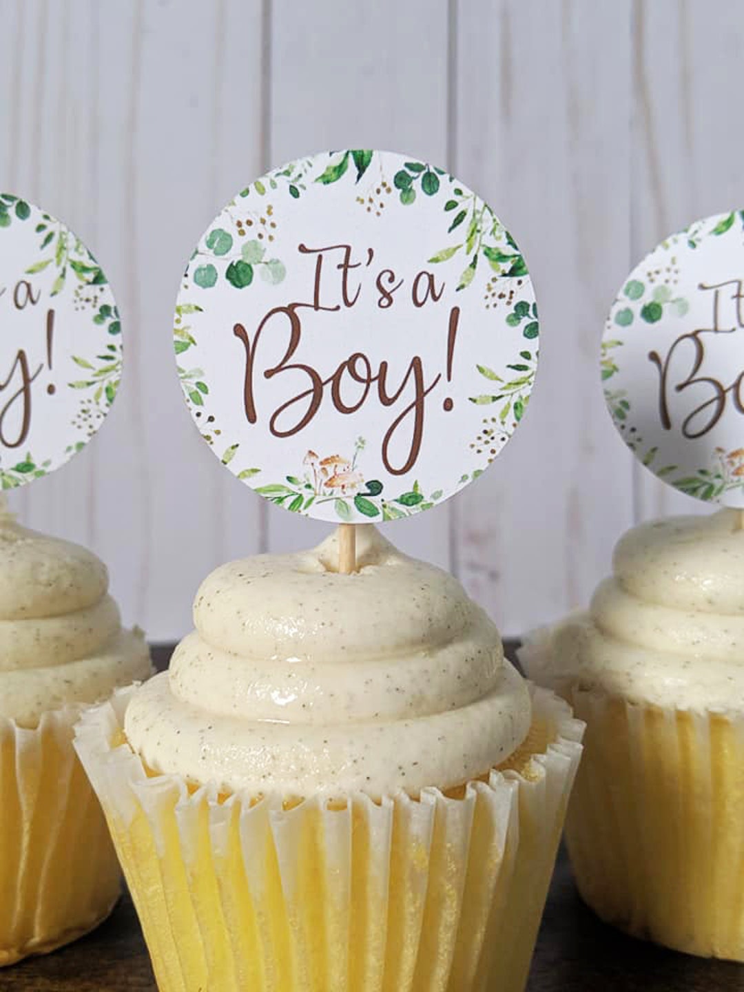 Set of 12 It's a Boy Cupcake Toppers, Boy Baby Shower Cupcake Toppers