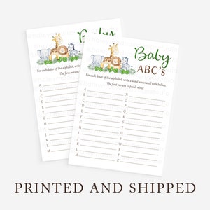 Jungle Baby&#39;s ABC game, Jungle Baby Shower game, Baby&#39;s ABC game, Baby&#39;s ABC game, Jungle animals, Jungle baby Printed and Shipped HM952
