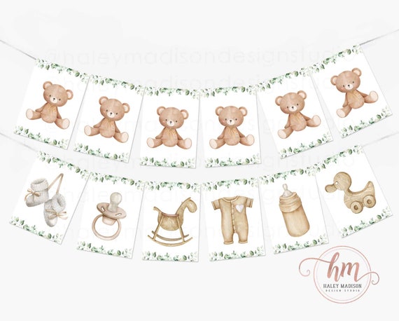 Baby Shower Hintergrund "We Can Bearly Wait" – Bären-Motiv Mit Grünen Blättern, 2,1x1,5 M, Für Fotoaktionen