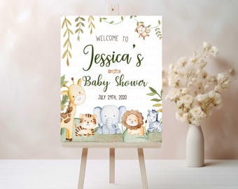 Cartello di benvenuto per baby shower Jungle Safari, cartello per porta baby shower Jungle, cartello di benvenuto per baby shower Safari, canto per baby shower, cartello Jungle HM952