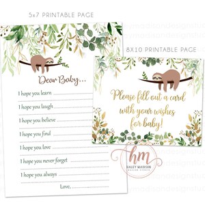 Luiaard Wensen voor Baby kaarten, Lieve Baby kaarten, Luiaard Baby Shower wensen voor baby teken, Luiaard baby douche teken Genderneutraal PRINTBARE HM988