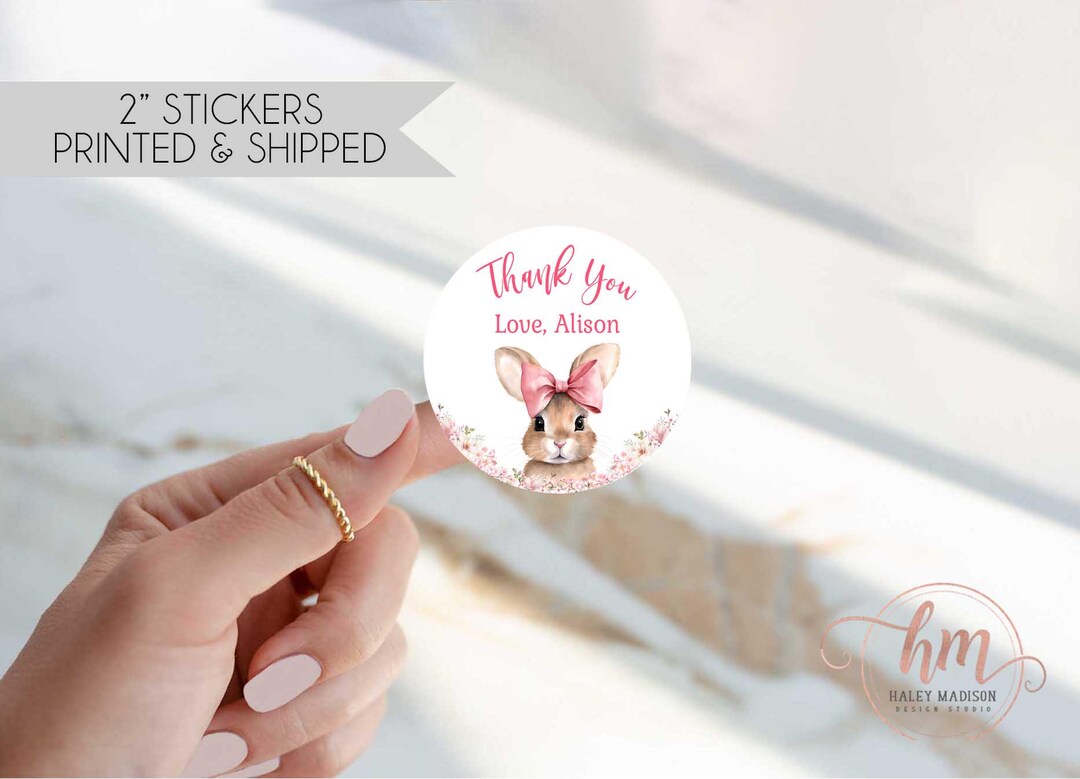 Bunny Thank You Stickers Size 2