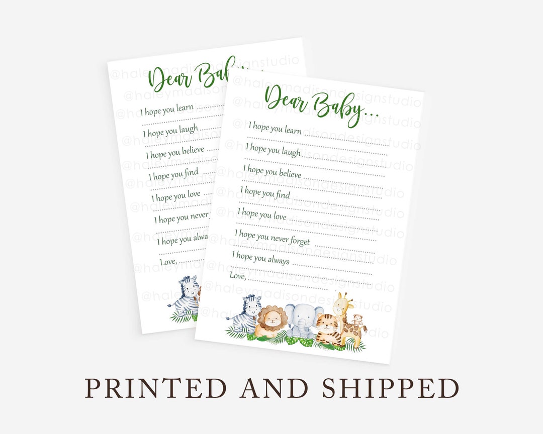 Jungle Wishes for Baby Cards Dear Baby Cards Jungle Baby Etsy